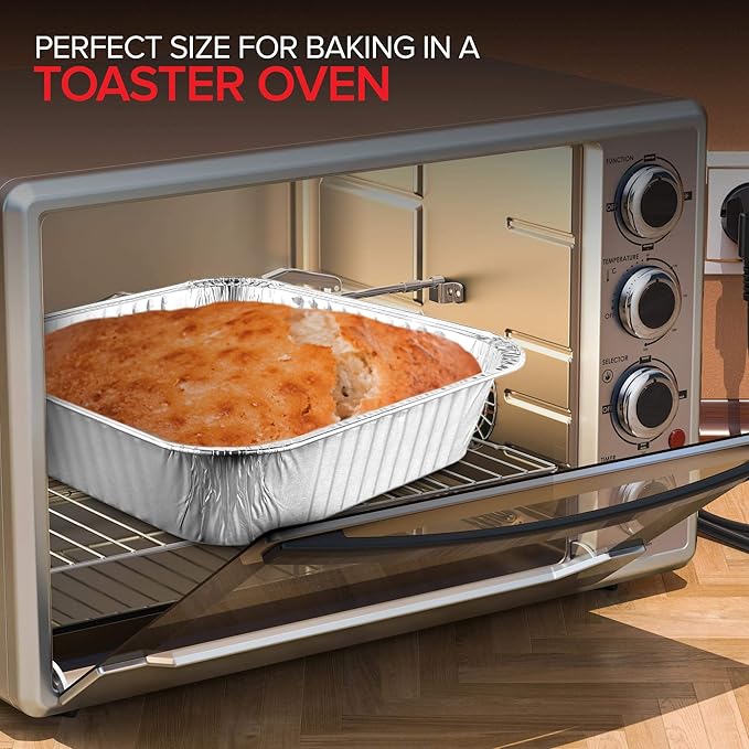 8x8 Foil Pans (50 Pack) 8 Inch Square Aluminum Pans - Foil Pans - Disposable Food Containers Great for Baking Cake, Cooking, Heating, Storing, Prepping Food