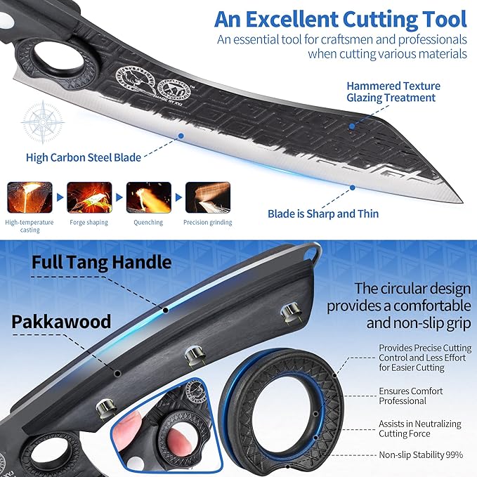 XYJ Authentic Since 1986, Kitchen Knife Block Set, Knives Set with Magnetic Knife Block, Sharpening Stick, Gloves, Scissors, Chopping Board, Washing Towel, Chef Knives Set, Full Tang Handles