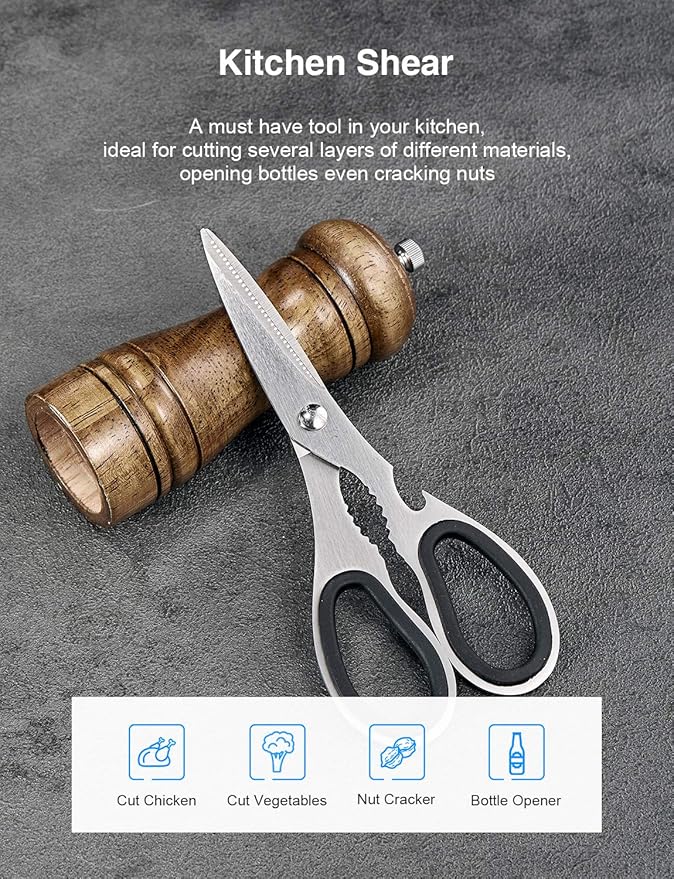 Knife Set, 14 PCS High Carbon Stainless Steel Super Sharp Kitchen Knife Set for Chef with Acrylic Stand, include Steak Knives, Sharpener and Scissors, Ergonomical Design by kincano