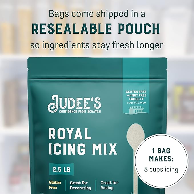 Judee's Gluten Free Royal Icing Mix - Easy Prep Royal Icing - Cookie Decorating Supplies for Sugar Cookies - Large Batch for Dessert Frosting - 2.5 lb