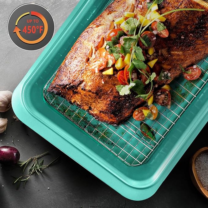 10-Piece Nonstick Bakeware Set Baking Pans, Baking Sheets, Cookie Sheets, Muffin Pan, Bread Pan, Pizza Pan, Cake Pan and Cooling Rack, Oven Safe/0.8mm Thick/Dishwasher Safe/Heavy Duty