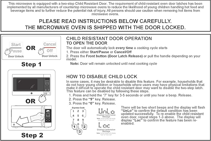 GE GCST07N1WBB Microwave Oven, 700-watt 6 Auto Cooking Settings, Child-Lock Technology, Kitchen Essentials for The Countertop, Dorm Room or Apartment, 0.7 Cu. Ft, Black
