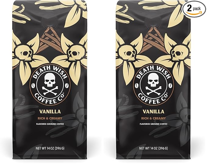 DEATH WISH COFFEE - Vanilla Ground Coffee (14 oz) (Pack of 2)