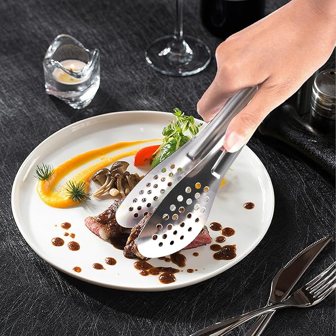 Serving Tongs, Kitchen Tongs,Buffet Tongs, XEVOM Stainless Steel Food Tong Serving Tong,small tongs, Serving Utensils (12 Inch)