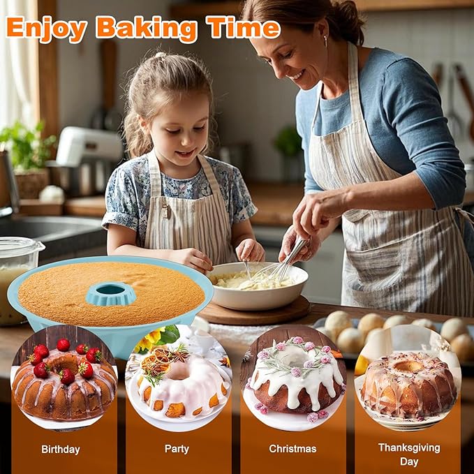 Silicone Cake Mold Flower Shaped - Non-Stick Bundt Pan, Reusable Flexible Baking Mold for Cakes Cupcakes Chocolate, Easy to Clean Blue Baking Supplies