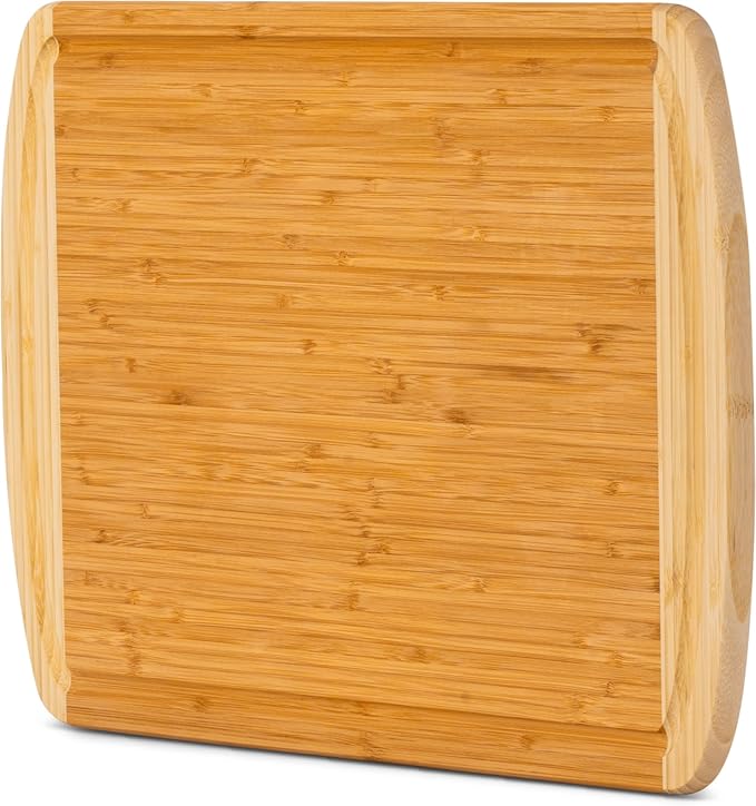 Organic Extra Large Bamboo Cutting Board with Lifetime Replacements –18 x 12 Inch Reversible Wooden Kitchen Chopping Board with Juice Groove – Used to Chop, Slice, Carve & Serve – by Greener Chef