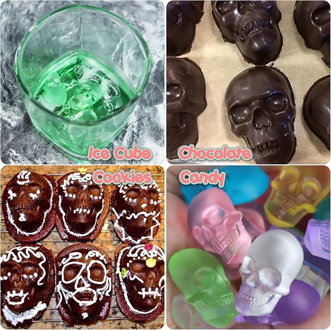 Silicone Gummy Molds, 2 Pack 40 Cavity Skull Candy Mold with 1 Dropper for Halloween Ice Cube, Chocalate, Candy, Jelly, Dog Treats