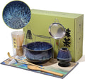 Matcha Whisk Set with Ceramic Bowl - Bamboo Whisk (Chasen), Scoop, Sifter & Holder - Complete Kit for Traditional Matcha Tea - Unique Gifts for Women, Men, Tea Lovers (Luminous-Auric-Sands)