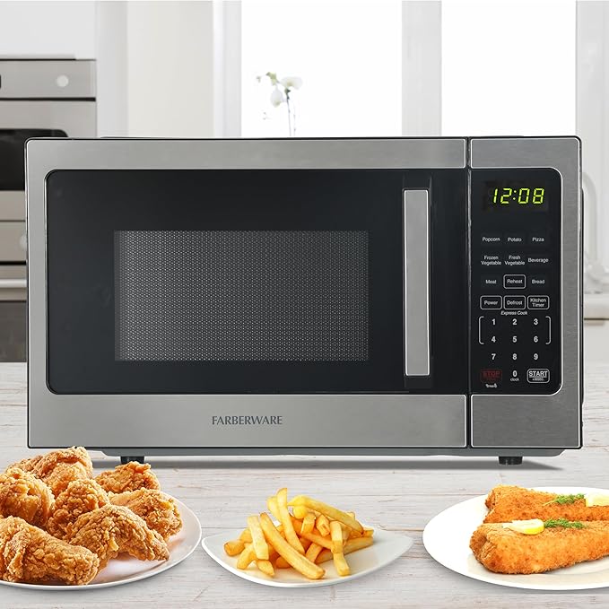 Farberware FM09WEISS Microwave, 0.9 Cu. Ft, Stainless Steel