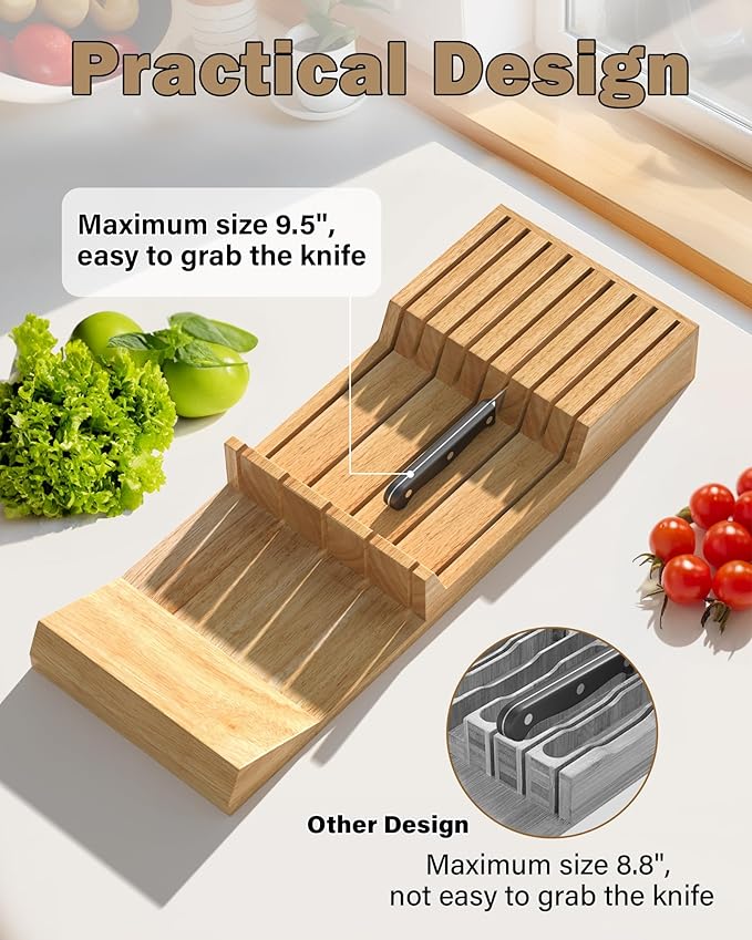 Cook N Home In-Drawer Knife Block Organizer 18-slot, (2pc 9-Slot) Kitchen Knife Cutlery Holder Drawer Storage, Holds up to 18 Knives (Not Included)