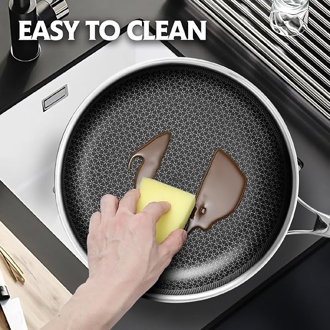 Non Stick Frying Pans, 12 inch Hybrid Frying Pans Nonstick,non stick Stainless Steel Skillets, Dishwasher/Oven Safe Cookware, Induction Compatible, PFOA Free Cookware
