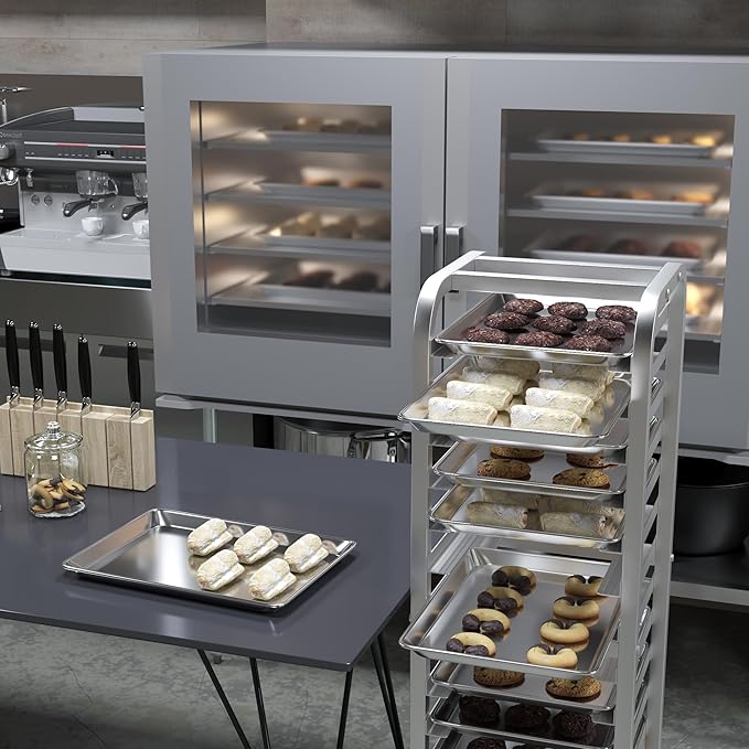 Pack of 6 | 13 in. x 18 in. Half Size Aluminum Bun. / Sheet Pan | Ideal for baking, roasting, cooling, prepping, or storing - a must-have in restaurants, bakeries, and busy kitchens.