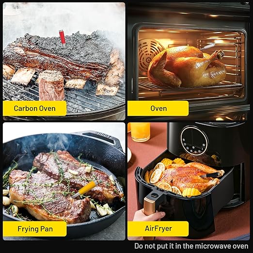 Wireless Smart Meat Thermometer with 4 Probes, Ultra-Long Range Bluetooth 5.4, App Control with iOS & Android, IP67 Waterproof, 10 Preset Menus & Color-Coded Probes for Oven, Grill, BBQ, A8