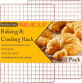 2-Pack Cooling Racks for Cooking and Baking - 10" x 15"Heavy Duty Stainless Steel Wire Rack for Baking, Grilling, Roasting - Oven & Dishwasher Safe - Fits Jelly Roll Sheet Pan（Rose Gold）