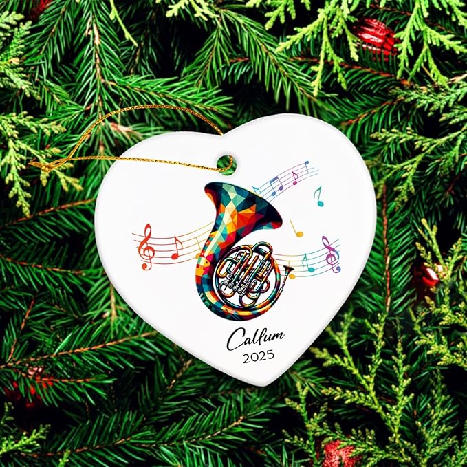 French Horn Ceramic Ornaments, Customized Name & Year French Horn Player Christmas Ornament Gifts, Musical Instrument Ornaments Xmas Tree, Personalized Music Lovers Ceramic Ornament Decoration 2025