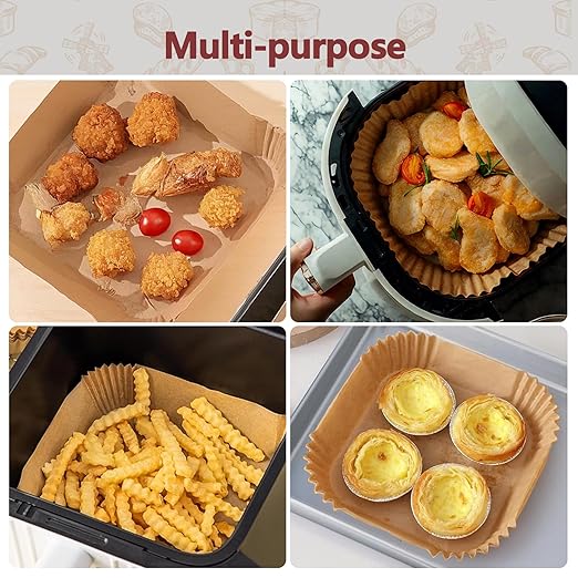 9 Inch Air Fryer Liners Disposable, 125 Pack Parchment Paper Sheets for Air Fryer Basket, Non-Stick, Disposable, Unbleached, Heat Resistant, Fits 5-8 QT Air Fryers, Oil-Free & Healthy Cooking