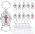 Misdary 12 Pcs Divine Child Jesus Bottle Opener Keychain Catholic Bottle Opener with Organza Baptism Party Favor for Guest