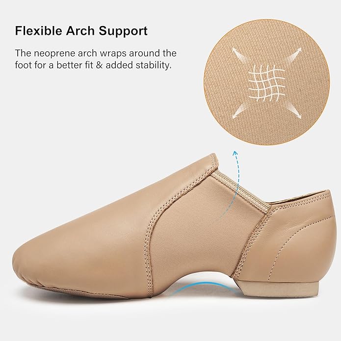Stelle Jazz Shoes for Women Men Leather Upper Slip-on Dance Shoes Unisex