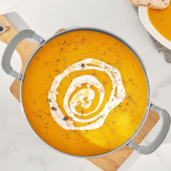 6 Quart Nonstick Stock Pot with Lid, BEZIA Ceramic Soup Pot with Lid, Induction Cooking Pots with Silicone Handle, Compatible with All Cooktops, Dishwasher Safe