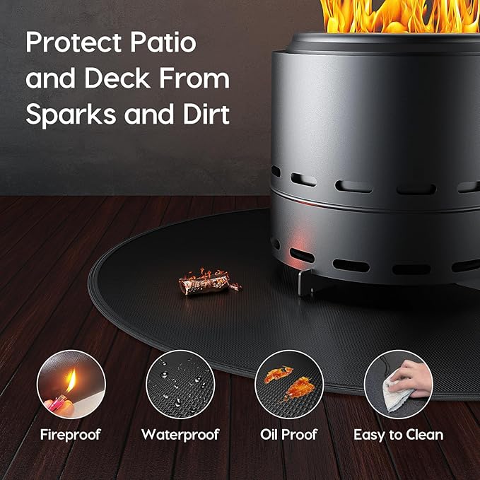 48" Fireproof Fire Pit Mat for Solo Stove Yukon, Round Grill Mats for Outdoor Grill Deck Protector, Waterproof Pad for Camping Accessories, BBQ Mat for Patio