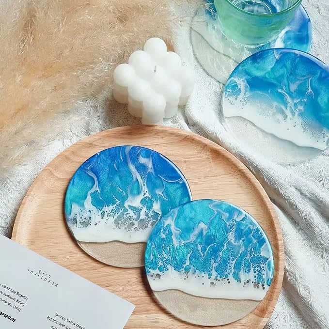 4 PCS Thickened Coaster Resin Molds, Coaster Silicone Molds for Epoxy Resin, Coaster Molds for Resin Casting, Epoxy Resin Molds for DIY Resin Coasters Bowl mats, Candle Holders, Home Decoration