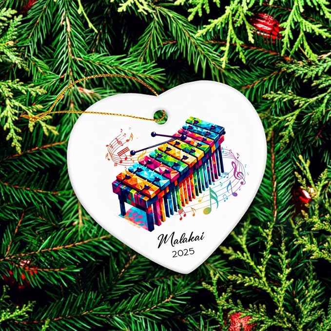 Xylophone Instrument Ceramic Ornaments, Personalized Xylophonist Ornaments Decor Christmas, Xylophone Ceramic Ornament Gifts for Music Lovers, Custom Name & Year Xylophonist Ornament Xmas Tree 2025