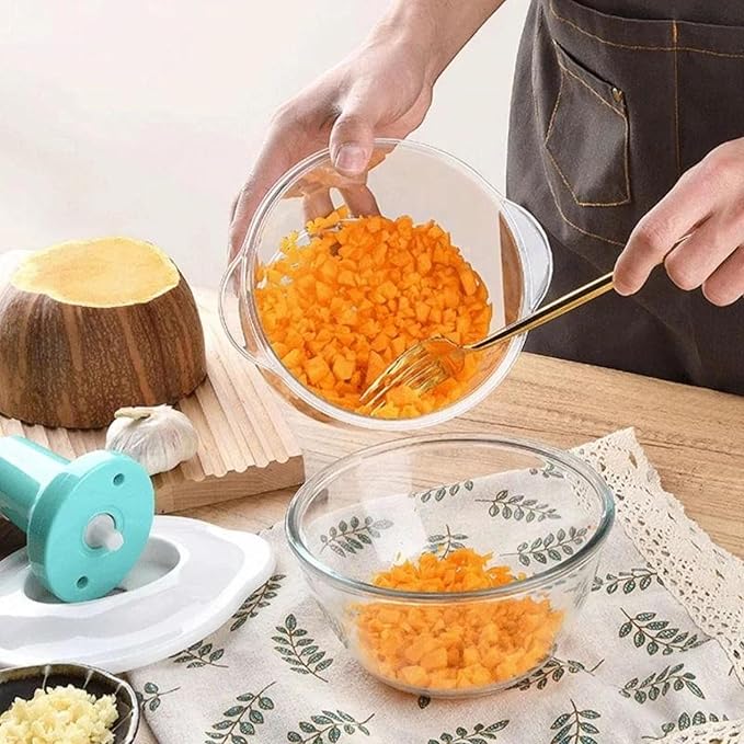 Manual vegetable Cutter Chopper, food processor Large 1.5L Bowl Effortless Meat Mincer Fruits and Herbs Chopper Garlic Onion Hand Press Manual Food Chopper (Pink)