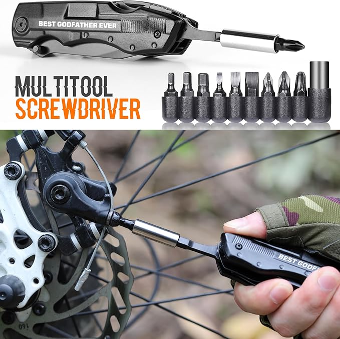 Godfather Gift, Multitool Knife, Godfather Proposal Gifts, Godfather’s Gifts from godchild, Christmas Practical Present, Gift for Camping, Hiking, Fishing, 20 in 1 Multitool