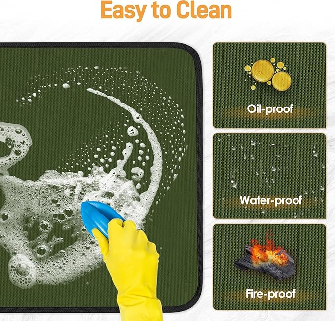 Heat Resistant Mats for Countertop - Fireproof 15x18 in Heat Resistant Mats for Air Fryer - Kitchen Countertop Protector for Air Fryer, Coffee Maker, Stand Mixer, Toaster, Oven 2PCS - Green