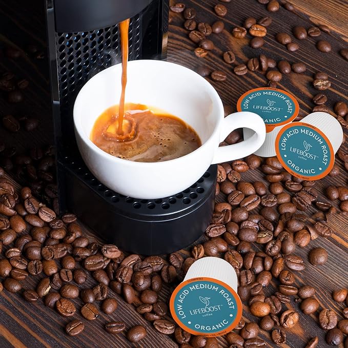 Lifeboost Medium Roast Low Acid Coffee K Cups - Single Origin Mold Free Non-GMO Organic Coffee Pods - Compatible with Keurig & Keurig 2 Machines - 10 Count (Pack of 2)