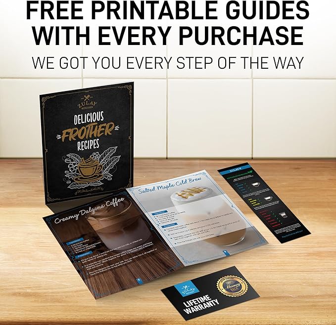 Zulay Double Whisk Milk Frother Handheld Mixer - High Powered Frother For Coffee With Improved Motor - Milk Frother Electric Whisk Drink Mixer For Cappuccino, Frappe, Matcha, Twin Whisk - Black/Copper