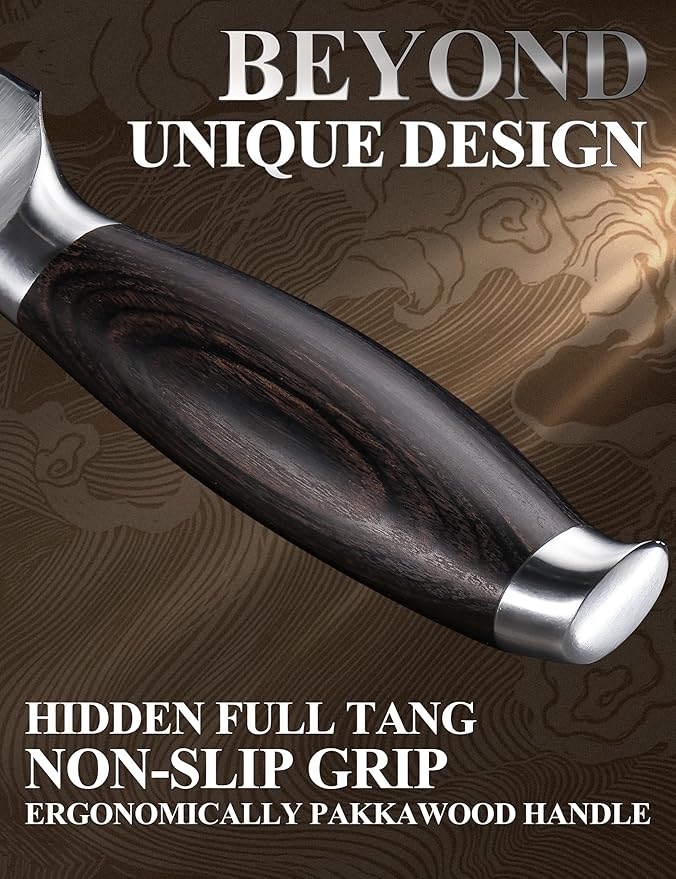 WILDMOK Chef Knife 8 Inch, German Steel Kitchen Knives Chef's Knives with Pakka Wood Handle, Gift Box