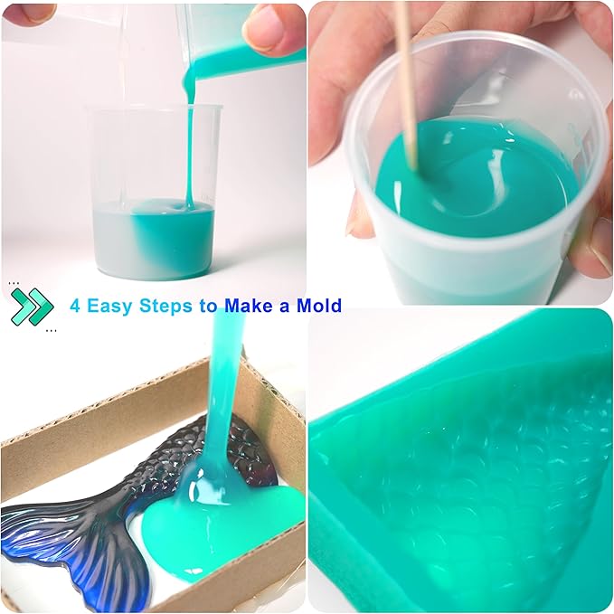 BBDINO Silicone Mold Making Kit Super Elastic Liquid Silicon for Molds Making 70.6 oz, Fast Cure Soft Mould Maker Silicone Rubber for Casting with Resin/Silicone/Jewelry/Soap/Wax/Plaster