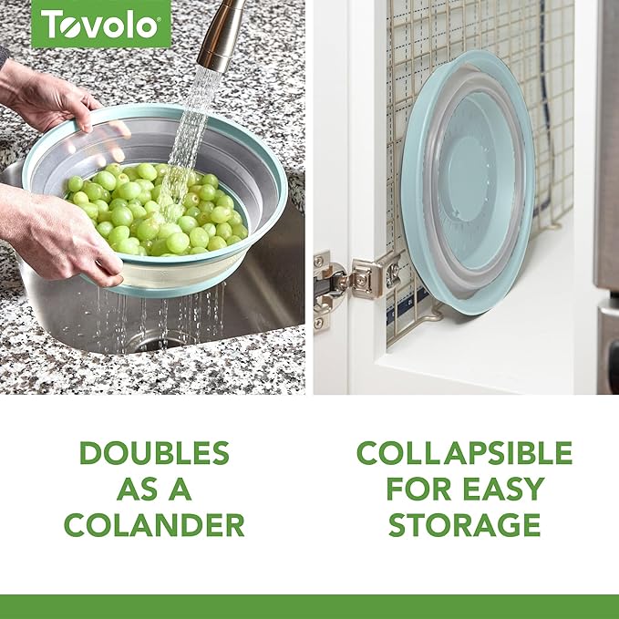Tovolo Large Microwave Splatter Cover Blue Haze 13 inch Collapsible Silicone Splatter Cover for Extra Large Microwaves, Dishwasher Safe Vented Plate Guard BPA Reheating Cover for Food