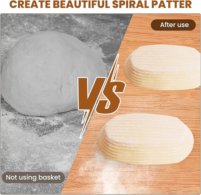 6 Inch Oval Banneton Bread Proofing Basket Set of 6, Kikcoin Mini Sourdough Bread Baking Supplies, Small Banneton Basket Proofing Baskets for Sourdough Bread Baking