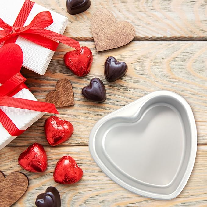 Heart Shaped Cake Pan 6 Inch Aluminum Cake Pans Heart Cake Tin Baking Cake Mold for Valentine's Weddings Birthday Party (3, 6 inch)