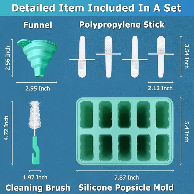 Silicone Popsicle Molds 12-cavity, DIY Ice Pop Mold for Kids Adult Teens, BPA Free Ice Cream Molds for Party Yogurt Juice Smoothies Sticks