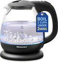 Elite Gourmet EKT1001B Electric 1.0L BPA-Free 1100W Glass Kettle Cordless 360° Base, Stylish Blue LED Interior, Handy Auto Shut-Off Function – Quickly Boil Water For Tea & More, Graphite Black