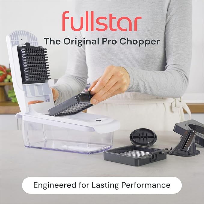 Fullstar The Original Pro Chopper - Vegetable Chopper and Spiralizer, Food Chopper with Container, Fruit Slicer, Kitchen Gadgets & Accessories, Home Essentials (8 in 1, Black)