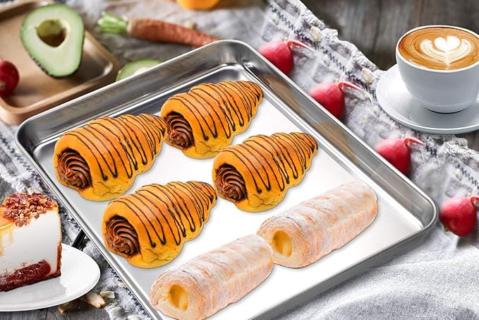Baking Sheet, Yododo Stainless Steel Baking Pans Tray Cookie Sheet Toaster Oven Tray Pan Cookie Pan, Non Toxic & Healthy, Superior Mirror Finish & Rust Free, Easy Clean & Dishwasher Safe - 23½ inch