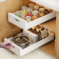 HBL' 1 Pack | 21" Deep Pull Out Cabinet Organizer Adhesive, 12-Inch Wide Sturdy Carbon Steel Roll-Out Drawers for Face Frame or Frameless Cabinets,Slide-Out Shelves for Pantry.