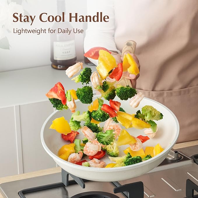 SENSARTE Nonstick Ceramic Frying Pan Skillet with Lid, 11 Inch Omelet Pan, Healthy Non Toxic Chefs Pan, Induction Compatible Egg Pan with Heat Resistant Handle, Free of Intentionally Added PFAS/PTFE