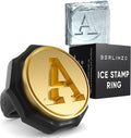 Berlinzo Ice Stamp Ring for Cube & Sphere - Custom Ice Cubes for Whiskey, Mojito Cocktails – A Letter Shaped Brass Ice Stamp a/ 3mm Depth - Black