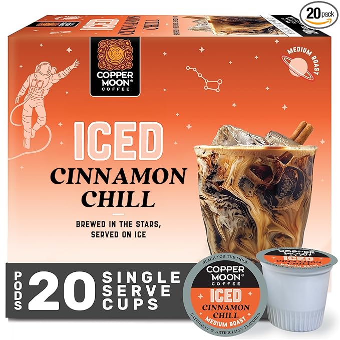 Copper Moon Single Serve Coffee Pods for Keurig K-Cup Brewers, Brew Over Ice Cinnamon Chill, 20 Count