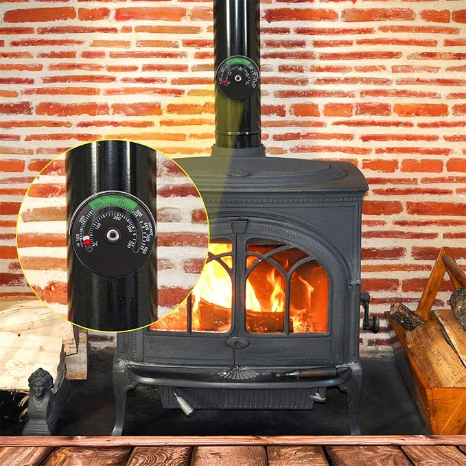 Magnetic Wood Stove Thermometer Oven Temperature Thermometer for Wood Burning Gas Stoves Chimney Pipe Avoiding Destroyed by Overheat(1 Piece)