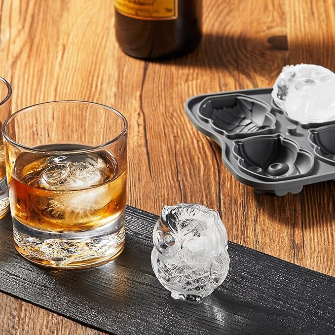 Nax Caki 3D Owl Ice Cube Mold Fun Shapes, Hedwig Owl Gifts for Women & Harry-Potters Movie Lovers, Cute Large Craft Ice Mold, Big Cat Ice Cube Trays for Whiskey Cocktails Bourbon