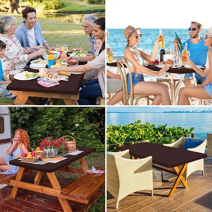 homing Rectangle Table Cloth Cover, Waterproof Polyester Elastic Fitted Tablecloth, Fits for 4 Foot Folding Tables, Washable Table Protector for Fall, Thanksgiving, Harvest Party (Coffee, 30" x 48")