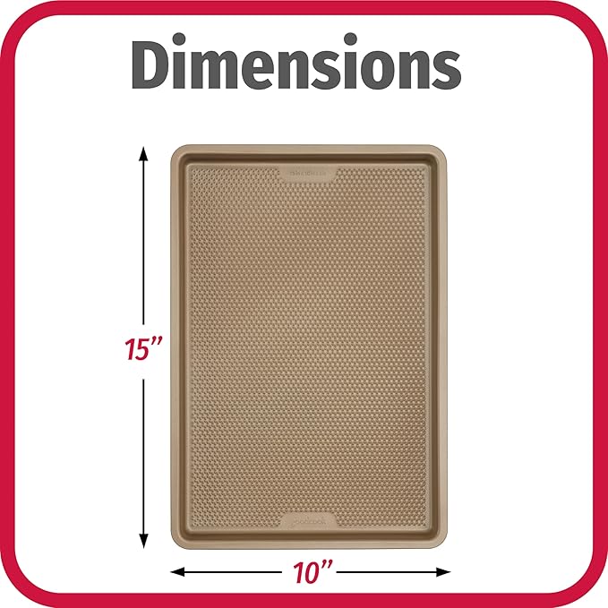 GoodCook BestBake Nonstick 10" x 15" Textured Carbon Steel Cookie Sheet, Medium Baking Tray, Scratch-Resistant Bakeware, Even Heating, Durable Bronze Nonstick Baking Sheet