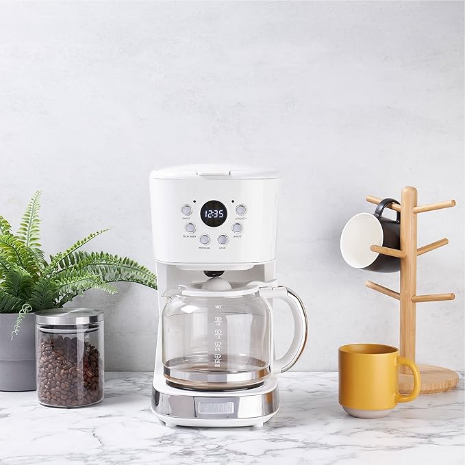 HADEN Coffee Machine, 12 Cup Programmable Drip Coffee Maker, Ivory & Chrome