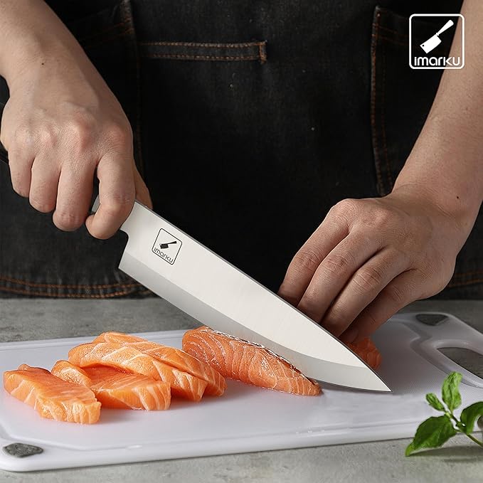 imarku Chef Knife 8-Inch Pro Japanese Kitchen Knife 7Cr17MoV High-Carbon Stainless Steel Paring Knife Ergonomic Handle Rasor Sharp Single-Bevel Edge Chrisymas and Thanksgiving Gift for Women and Men